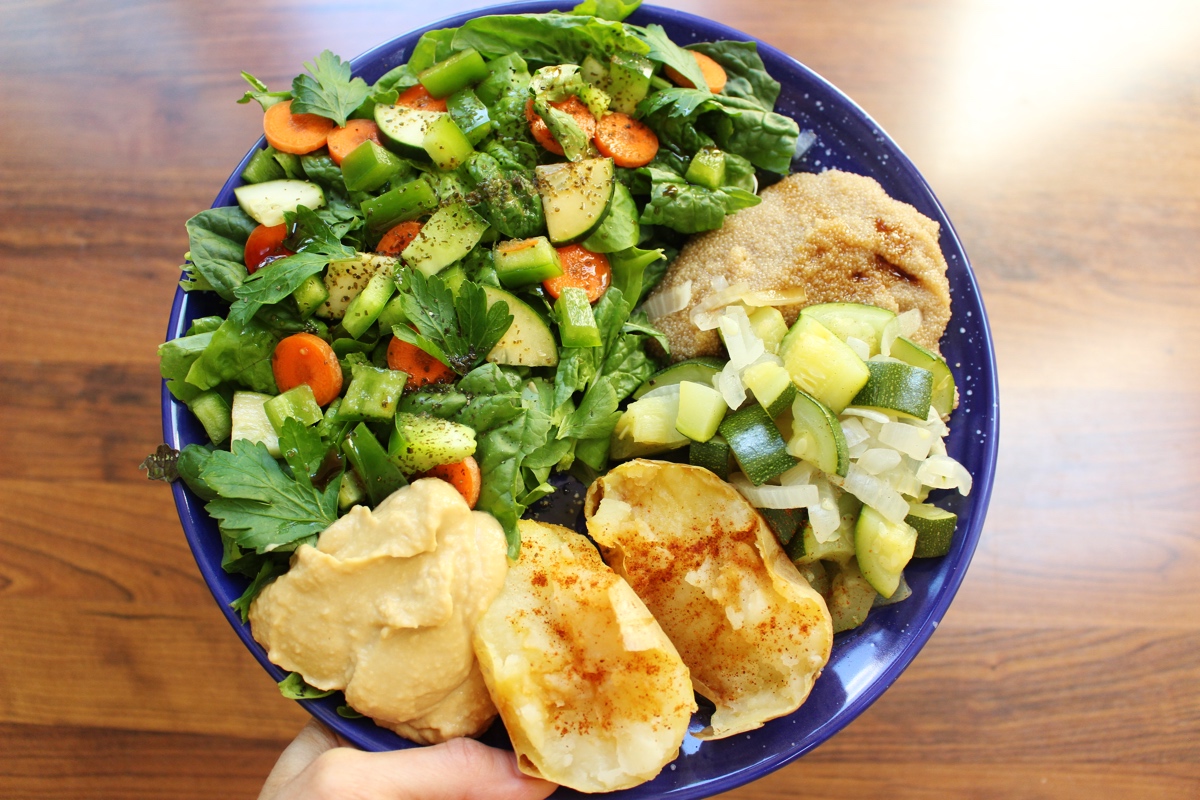 potato amaranth and veggies